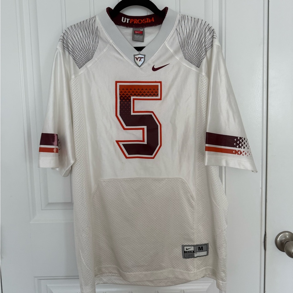 2009 Nike Pro Combat Virginia Tech Hokies White Jersey Alternate Tyrod Taylor L